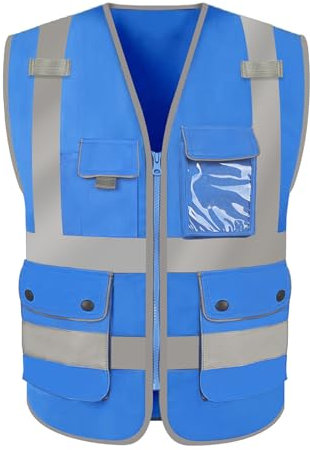 HYCOPROT Gilet de Sécurité Haute Visibilité Avec Poches et Fermeture Éclair, Gilet Respirant de Construction Légère, Conforme Aux Normes EN ISO 20471