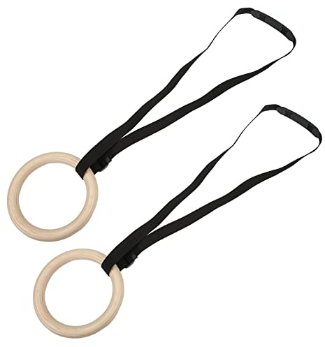 Gymnastikringar i trä, gymnastikringar för gymnastik för fitness gymnastikringar med justerbara spännremmar, för kalisthenics gymnastik full body inomhus utomhus träning