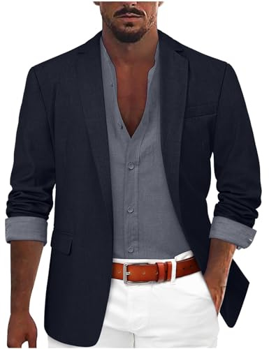 Kostymjacka herr regular fit: kavaj herr kostymjacka herr snygg casual solid business bröllop ytterkläder rock kostym toppar herr fritidsjacka för utomhusbruk, arbete, resor, marinblå, L