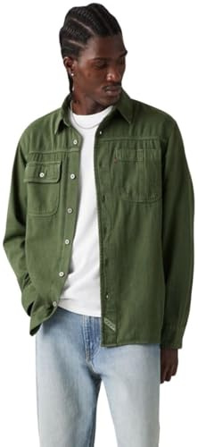 Levi's Hombre Camisa Casual Auburn Worker con Cuello francés, Relaxed Fit, Verde (Erick Kombu Green Ga), M