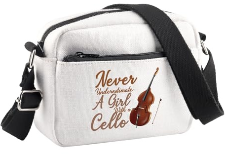 PLITI Cadeau pour violoncelle pour amateur de violoncelle - Cadeau pour professeur de musique - Ne sous-estimez jamais un gir avec un sac à bandoulière pour violoncelle, Jamais avec violoncelle Cbu