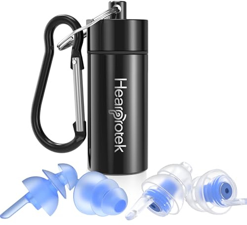Hearprotek Tappi orecchie per dormire,tappi protezione dell'udito per anti russare, riduzione del rumore, traversine laterali, viaggi, lavoro-2 coppie 32db & 30db(Blu)