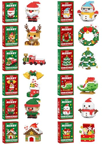 Blocchi da Costruzione Natalizi, Babbo Natale, Renne, Pupazzo di Neve, Puzzle 3d Natale, Kit Mattoncini da Costruzione, Set di Blocchi da Costruzione per Bambini, Regalo di Natale Creativo (Set A+B+C)