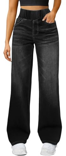 Generisch Jeans Damen high Waist gr 44 Jeans Baggy Stretch Jeanshosen Oversize Gerades Jean KurzgrößEn Caprijeans Ausgefallene Caprihose GefüTterte Jogginghose