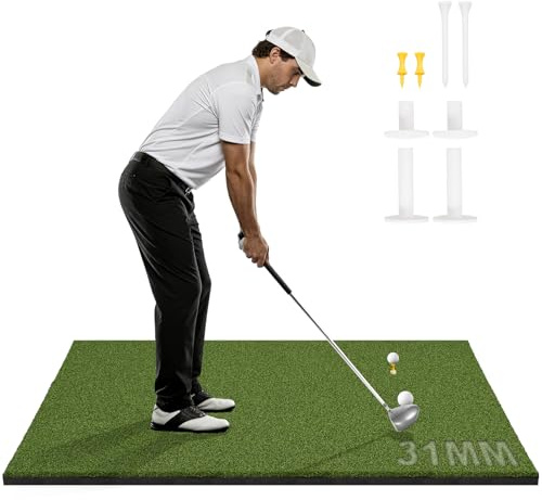 Vocaris 5x3ft Golf Mat 31mm Thick Turf Hitting Mat with Rubber Tees