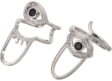 Anneome Anillos para Uñas Dedos 2 Unidades Estilo Mal de Ojo Plateado para Manicura y Decoración de Uñas, Joyas Apilables para Fiesta y Eventos, Accesorio de Moda para Mujer
