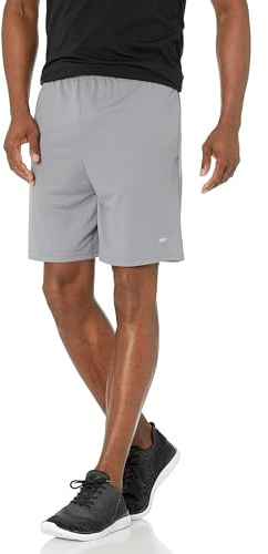 Amazon Essentials Men's Athletic Basketball Gym Shorts, Breathable Moisture-Wicking Loose-Fit with Elastic Waist, Pack of 2, Grey/Navy, L