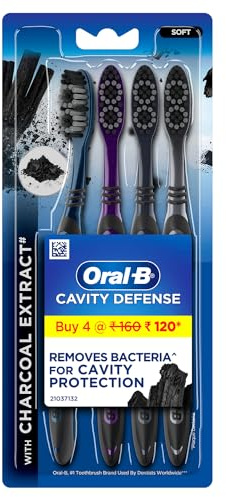 Oral B Cavity Defense 123 Soft Black Toothbrush (Pack of 4) - India - Assorted Colours