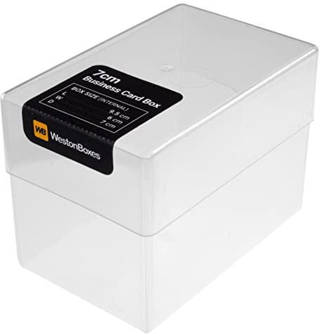 WestonBoxes 70mm Business Card Storage Box, Holds upto 250 BCBs, Clear