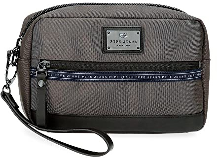 Pepe Jeans Iron Bolso de Mano Gris 24,5x15x6 cms Poliéster con detalles en Piel Sintética