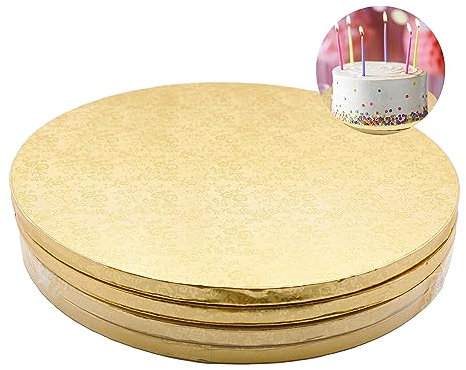 CiciIng Cake Board Tortenunterlage 12mm x 30cm/12inch Cakeboard Rund 4 Stück Wiederverwendbar Tortenboden für Transport Kuchen und Torten (Gold)