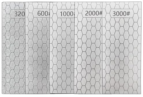 Diamond Sharpening Stone, 5 Pcs Knife Sharpening Stone for Kitchen Sharpening, Diamond Lapping Plate Coarse/Medium/Fine Grit Sharpener, 320/600/1000/2000/3000 Grit
