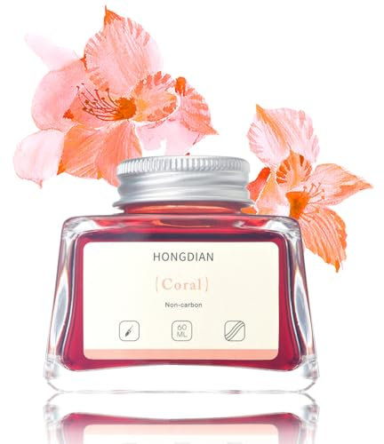 Asvine Füllfederhalter-Tinte, Korallenfarbe, 60 ml, Flasche, Nicht-kohlenstofffrei, Künstler-Kalligraphie-Tinte