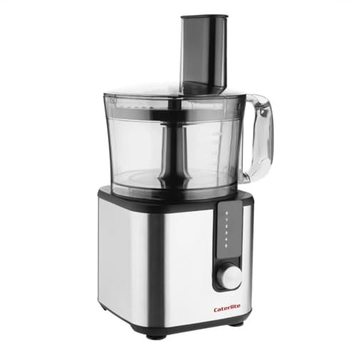 Caterlite 750W Food Processor with Juicer, Stainless Steel, 2 Litre Bowl, 1.8 Litre Blender - Includes Slicing & Chopping Blades, Kneading Blade, Citrus Juicer, & 2x Graters - CJ107