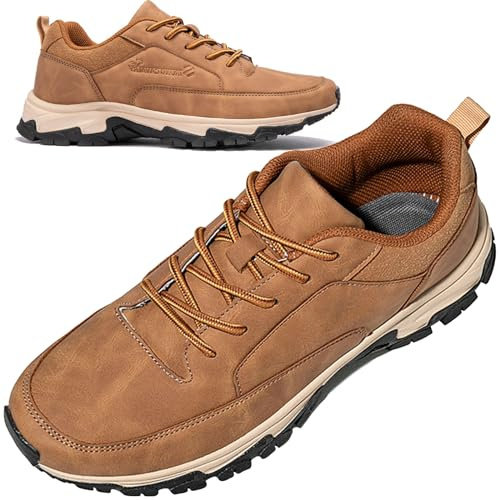 AEHO Scarpe per Diabetici Uomo Estive Mocassini Uomo Slip on in Pelle Scarpe da Guida Casual Traspirante Scarpe da Lavoro Piatto Loafers Leggero Comodo Scarpe da Passeggio,Cachi,42/260mm