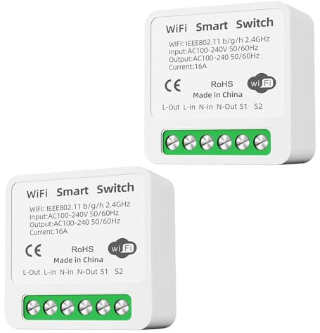 2Pcs WLAN Bluetooth Smart Switch - Remote Control DIY Behind Wall Switch Compatible with Google Home, Alexa