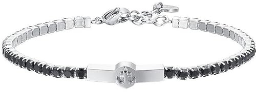 Luca Barra Bracciale Tennis da Uomo Ancora e zirconi Neri. La referenza è BA1811
