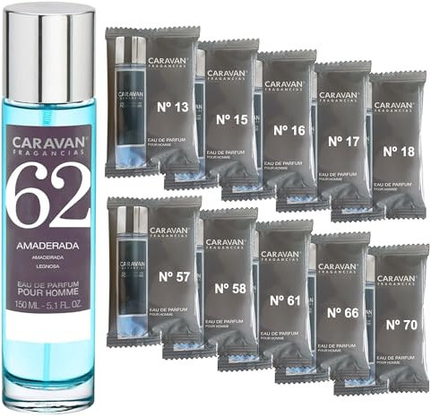 CARAVAN FRAGANCIAS Herrenparfüm Nr. 62, 150 ml + Set mit 10 Flaschen mit verschiedenen männlichen Düften von Caravan, um neue Düfte zu entdecken