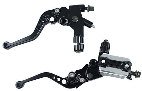 TRKIMAL 1 Paar Motorrad einstellbare Brems- und Kupplungshebel, 7/8“ 22mm Universal Motobike Bremse-Kupplung-Hauptzylinder-Reservoir-Hebel CNC Links & Rechts (Black)