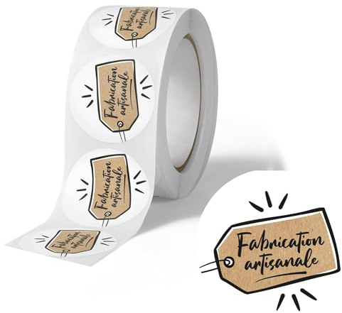 Avery - 500 étiquette Fabrication Artisanale Autocollantes en rouleau - Ø 35 mm - Fabrication Artisanale - 1 rouleau de 500 Stickers pour artisans, entrepreneurs, small business