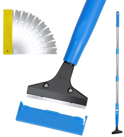 Opdestn Raschietto Per Pavimenti Con Manico Lungo - Raschietto Per Pulizie Pesanti | Racchetta per Pulizia Vetri,per Piastrelle Stucco Doccia Garage Giardino Cartongesso Pittura Finestre Bagno