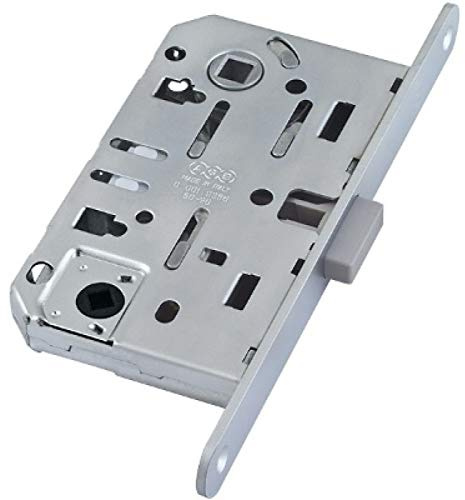 Serratura MAGNETICA per vano porta WC interno - chiusura magnetica - piastra CROMATA con estremità arrotondate