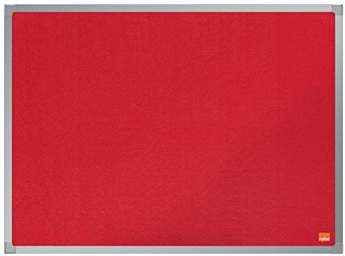Nobo Felt Noticeboard, 600 x 450 mm, Aluminium Trim, Corner Wall Mounting, Essence Range, Red, 1915202