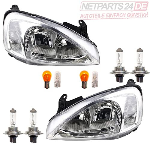 Johns, Scheinwerfer Satz passend für Opel Corsa Scheinwerf. Set C -03 m. Leuchtm.te. H7/H7 System Valeo