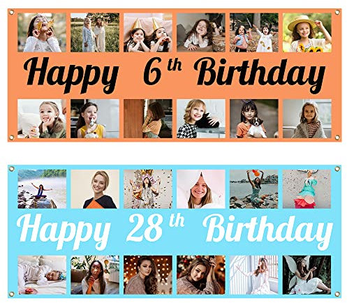 Personalisiert Happy Birthday Photo Banner Selbst Gestalten Happy Birthday Deko - Benutzerdefinierte große Banner in mehreren Farben erhältlich 100X250CM/120X300CM