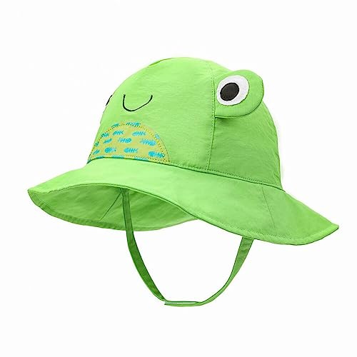 Surakey Chapeau De Seau De Grenouille en Coton, Bébé Anti-UV Chapeau De Soleil, Chapeau De Plage Chapeau D'été pour Tout-Petits, Mignon Animal Chapeau De Pêcheur pour Fille Garçon 1-2 Ans Vert