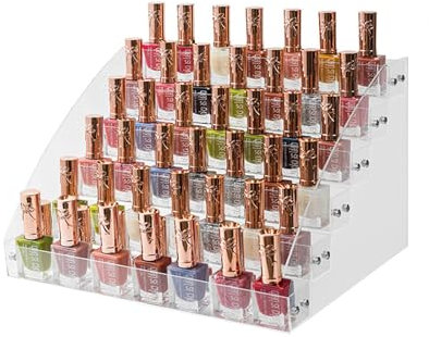 LDHHYH 2 Pack Nail Polish Organizer, 6 Tier Nail Polish Rack Organiser, Acrylic Nail Polish Storage Stand for Makeup, Essential Oils and Sunglasses, Clear(31x26.5x21.5cm)