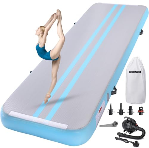ROMELANDS Air Gymnastics Track Tumbling Mat 4 Thick, 10/13/16 Ft Inflatable Training Mats For Home Use With Pump