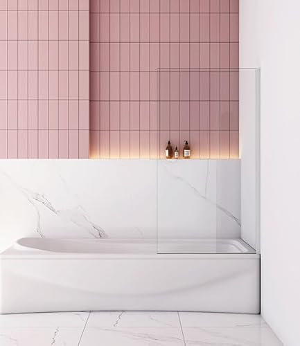 Aica Sanitär Badewannenaufsatz Dusche Duschabtrennung Duschwand für Badewanne,Mattgrau,1-tlg,Feste,70cm