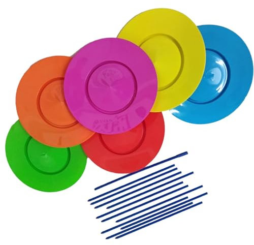 Baoblaze 6-teiliges Jonglierset, rotierende Teller mit Stöcken, Outdoor-Spiel, pädagogische Motorik-Jonglage, Jonglierteller für die Leistung der Familie