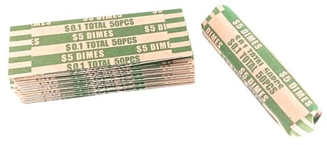 Münzverpackung, Bruchsichere Vorgeformte Münzpapierröhrenverpackung Zum Manuellen Befüllen oder Automatischen Zählen mit Farbcodierung, 300 Stück (0,1)
