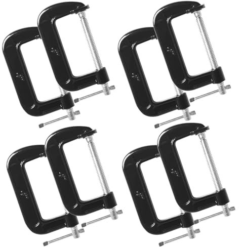 Storystore 4 Inch C Clamps Set, 8 Pack Heavy Duty Steel C Clamp for Brake Caliper, Small Iron C-Clamps for Woodworking, Welding and Building (4 Inch - 8 Pack)