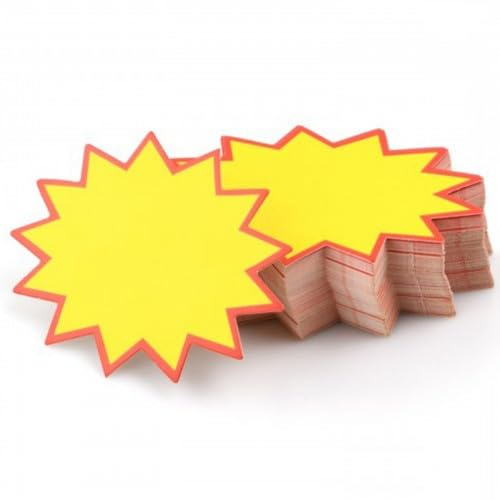 Dokeno 100 Pièces Étiquette de Vente, 8 x 11cm Signe de Magasin de Détail Étiquettes Promotionnelles Étiquettes de Prix Vierges en Forme D'étoile pour Boutique Supermarché