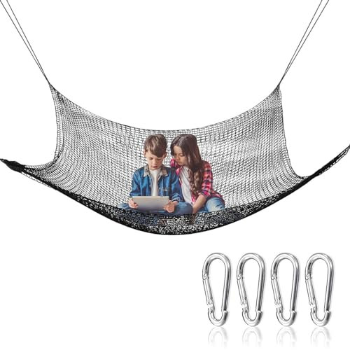 Umiocns Climbing Net for Kids Outdoor | Double Layers Heavy-Duty Playground Cargo Net Toughness - Anti-Fall Rope Net with 4 Extra Safety Hooks for Kids Outdoor Treehouse