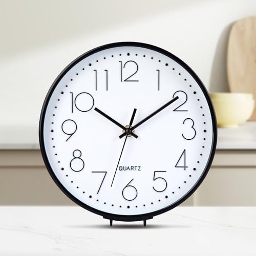 ACCSHINE Wanduhr Ohne Tickgeräusche Lautlos Tischuhr Modern 20cm Quarz Groß Batterie Wanduhr Einfach zu Lesen für Zimmer Zuhause KüChe Schlafzimmer Büro Schule
