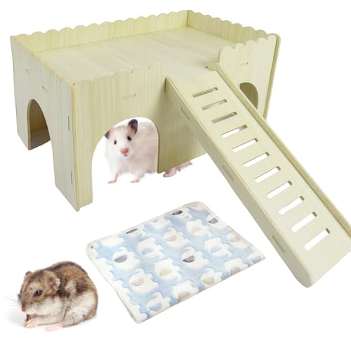 Sporgo Meerschweinchenhaus groß: Meerschweinchenspielzeug mit Rampe und Haustierdecke, Zubehör für Meerschweinchen, Kaninchenhaus für Kleintiere