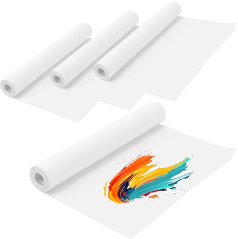 SENJEOK Lot de 4 rouleaux de papier à dessin blanc - 43 cm x 20 m - Pour peinture, chevalet - Pour dessin, bricolage, emballage artisanal, croquis