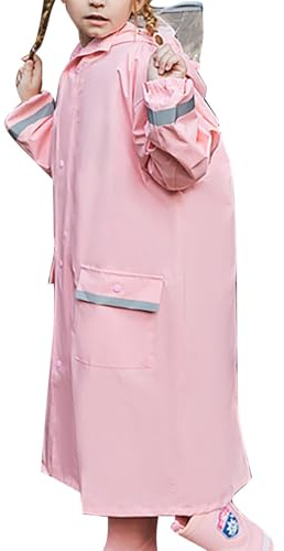 Generisch Poncho de pluie pour enfants garçons et filles - Léger et imperméable - Réutilisable - Vêtement de pluie ventilé - Avec sac portable - 6-16 ans, 02# rose, 12-14 Jahre