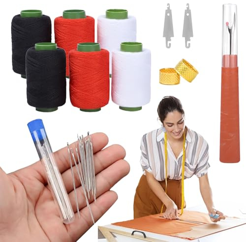 37Pcs Sewing Tool Set, Sewing Kit for Adults, Needle and Thread Kit with Steel Needles, Thread Ripper, Threaders, Thimbles, Assorted Color Threads, Portable DIY Hand Made Craft Set for Beginners