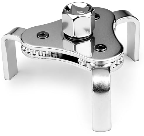 Xahpower Llave Filtro Aceite Ajustable, Llave Filtro Aceite Coche de 3 Mordazas para Diámetro 55 mm - 108 mm