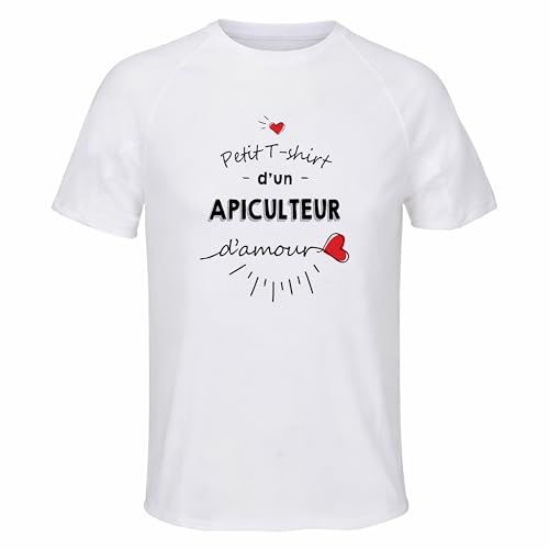 Planetee Maillot de Sport Homme Apiculteur Damour - T-Shirt Respirant Polyester Manches Courtes - Cadeau Sportif Anniversaire Noël Fête des Pères