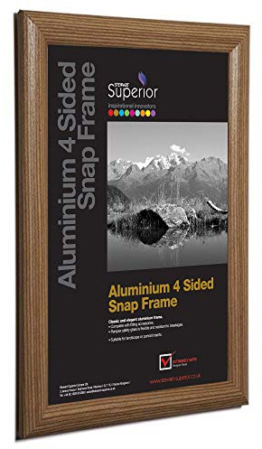 Stewart Superior A1 Aluminium 4 Sided 25mm Front Loading Picture/Poster Snap Frame - Dark Wood Finish
