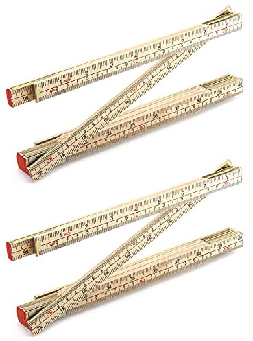 QWORK Folding Wood Rule, 2 Pack, 6FT 6 Inch Foldable Ruler with US and Metric Measurements for Carpenters