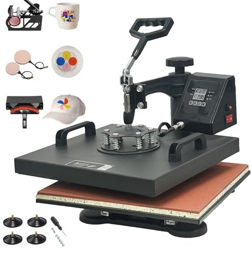Heat Press Machine Prensa de Calor 30x38cm Máquina de Prensa de Calor Multifuncional 5 en 1Prensa de Transferencia Giratoria de 360 grados para Camiseta Taza Sombrero Tapa (30x38cm 5 en 1)