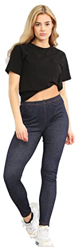 Ladies Stretchy Denim Look Skinny Jeggings Leggings Plus Size 8 10 12 14 16 18 20 22 24 26 UK (as8, Numeric, Numeric_26, Regular, Regular, Blue, 26)