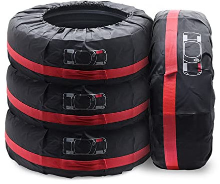 Geloo Set di 4 Copertura per Pneumatici Auto, 13-17 Pollici CopriRuota di Scorta Universale Impermeabili Antipolvere Borsa Pneumatici (Diametro 66 cm/26 in)